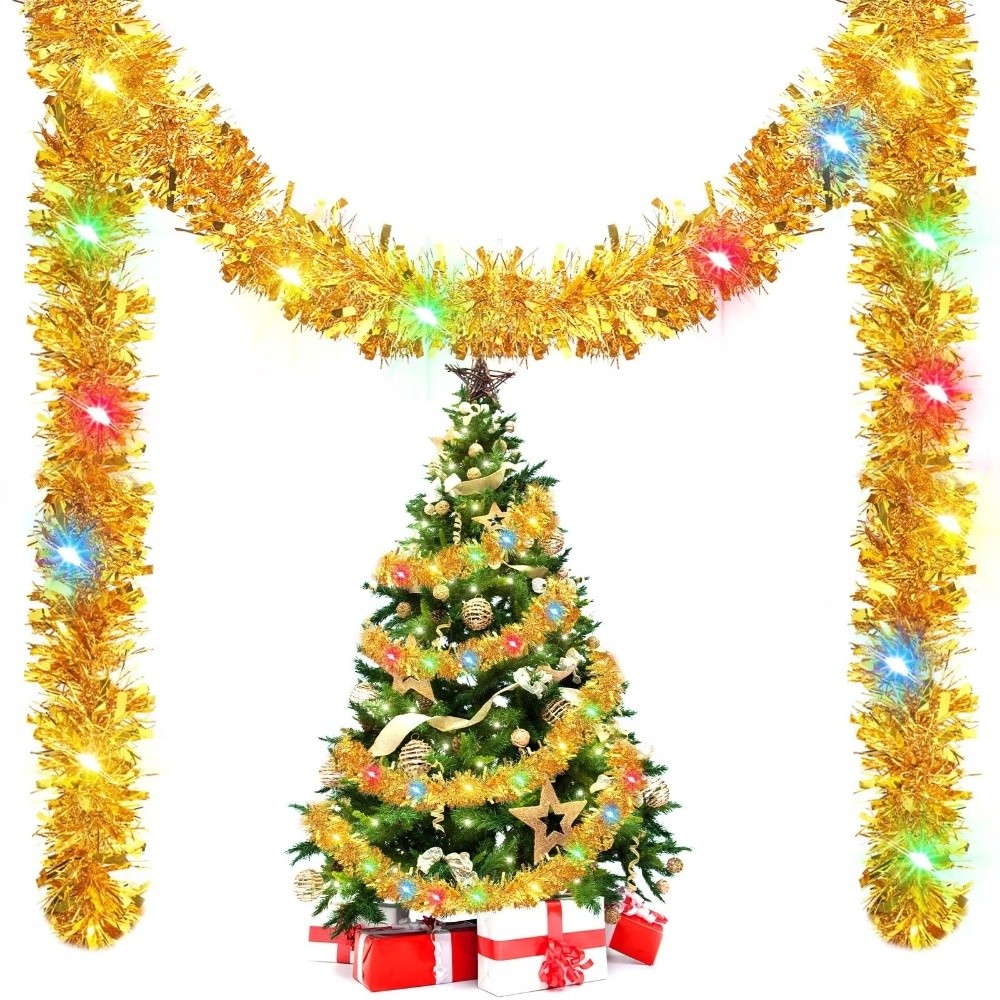 Tinsel Garland Decoration - 5M Świąteczna girlanda z brokatu, trwała,