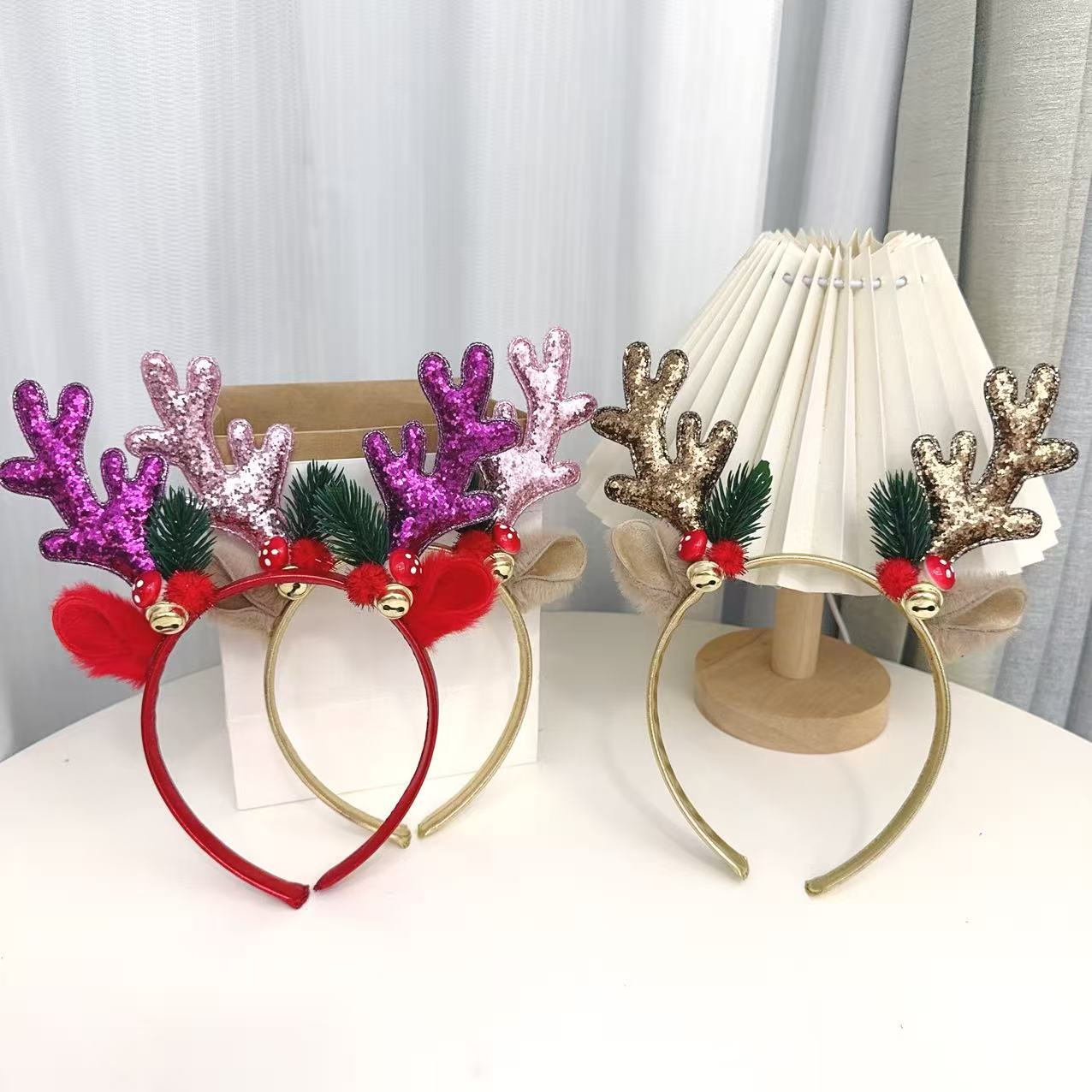 Reindeer Antlers Headband - Popularne błyszczące opaski na głowę z