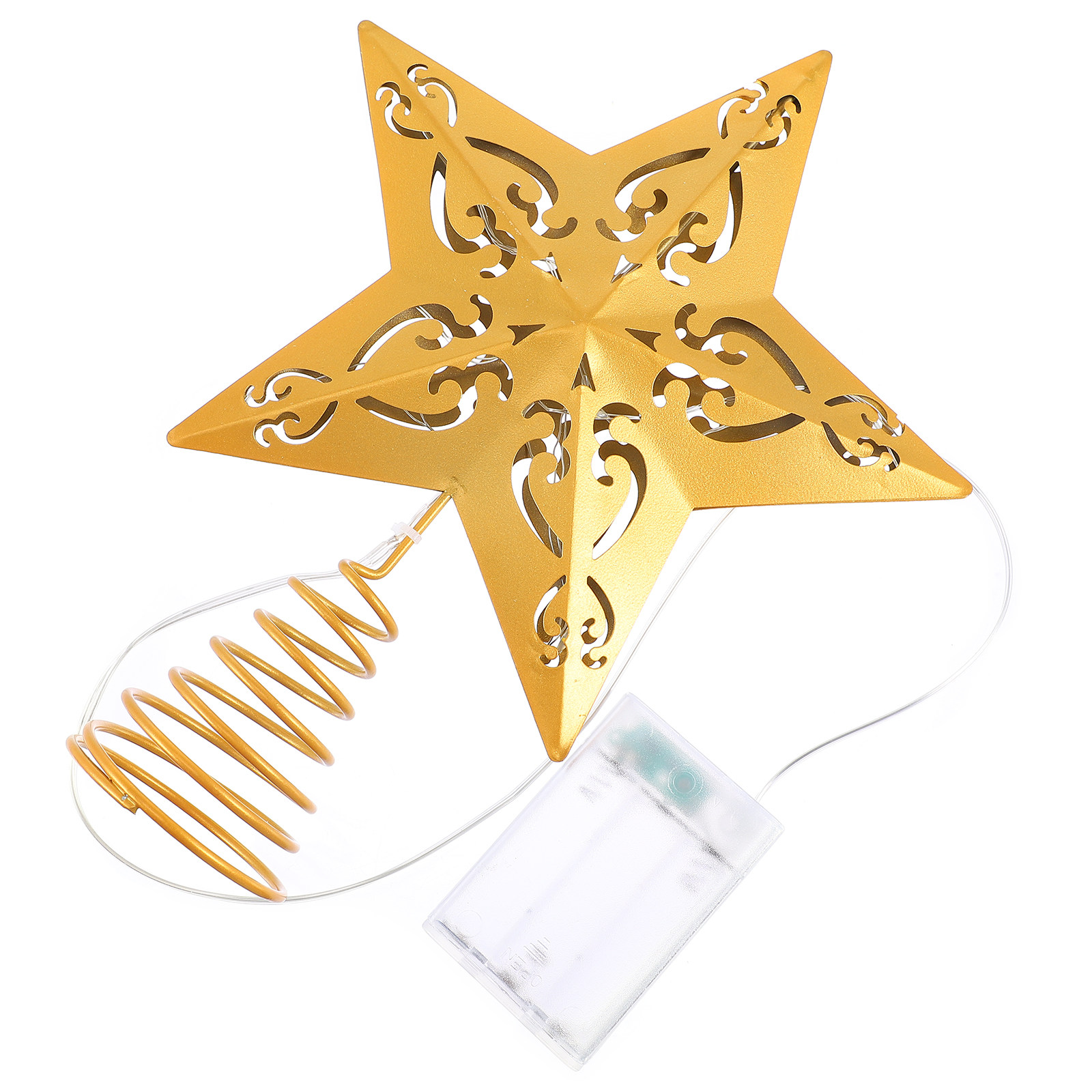 Star Tree Topper - 1 szt. Żelazna złota gwiazda pokryta