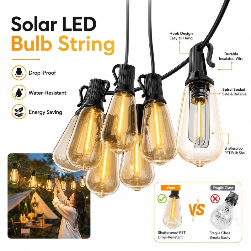 Led Fairy String Lights - Zewnętrzne solarne lampki LED w kształcie