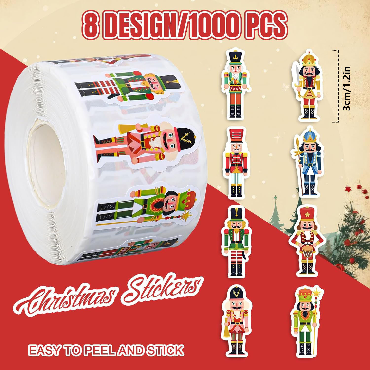 1000 sztuk (1 rolka) naklejek  – Nutcracker Figurine recenzja i cena