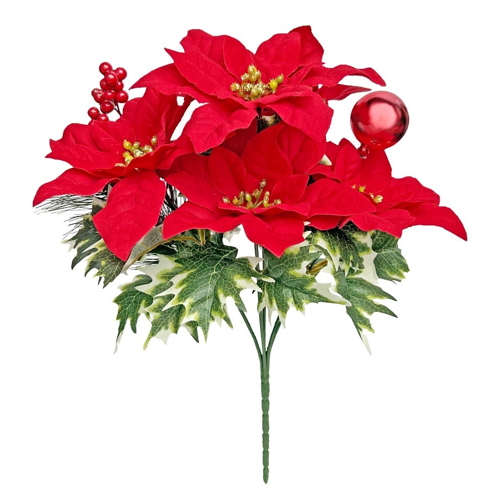 Sztuczny bukiet poinsecji świą – Christmas Wreath Fake recenzja i cena