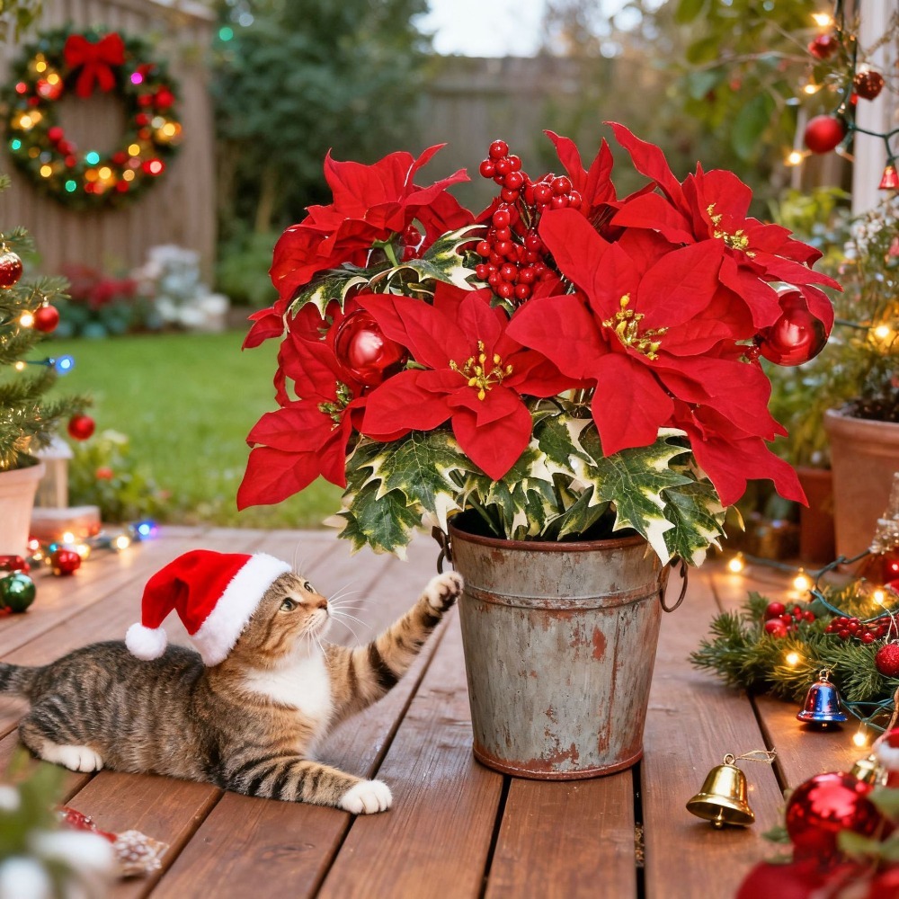 Sztuczny bukiet poinsecji świą – Christmas Wreath Fake recenzja i cena